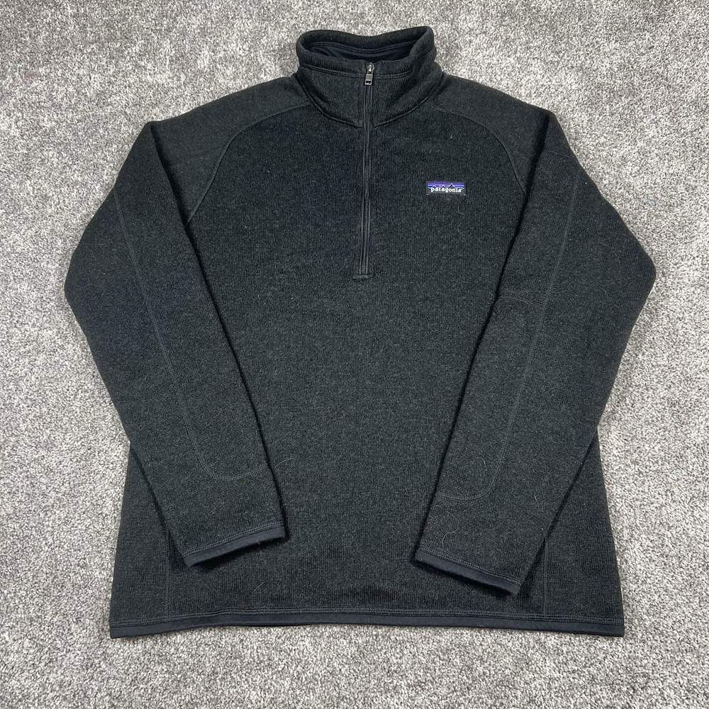 Patagonia Jacket Womens Large Black Better Sweater Fleece 1/4 Zip Pullover